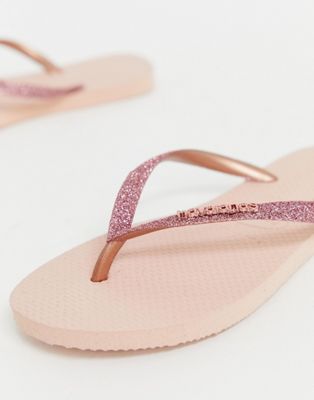 havaianas pink glitter flip flops