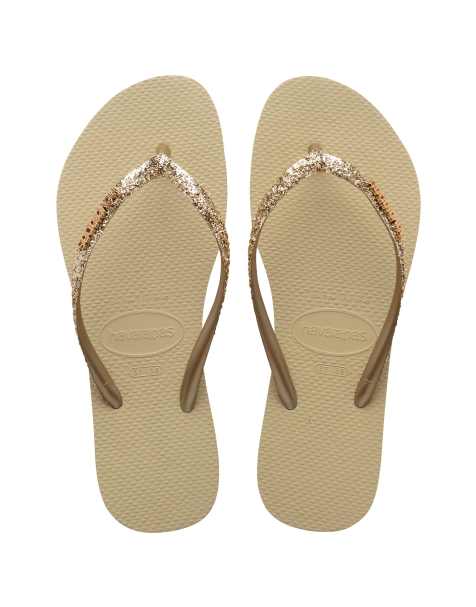 Havaianas slim glitter flip flops in sand grey - view 1