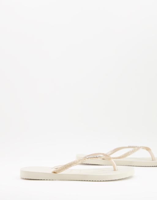 havaianas beige slim glitter