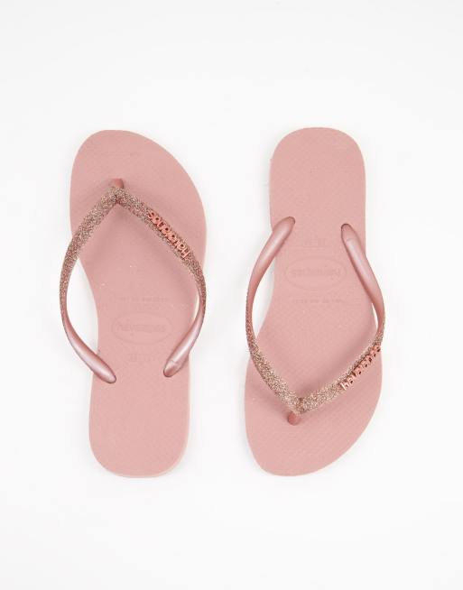 Havaianas Slim Glitter II flip flops in crocus rose ASOS