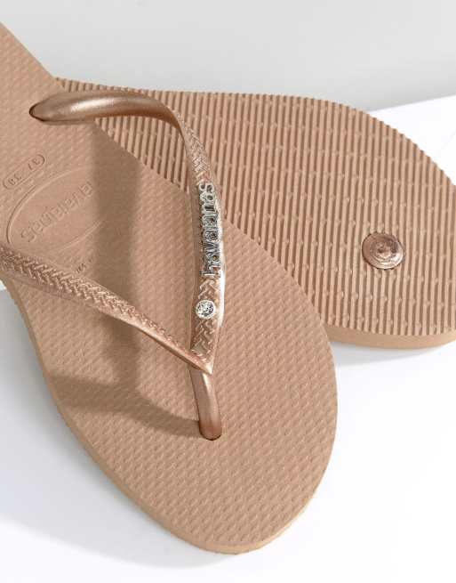 Havaianas Slim Metal Logo and Crystal Flip Flops ASOS