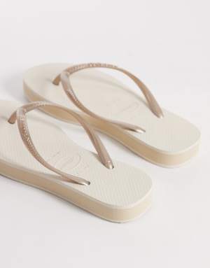 Havaianas slim platform flip flops in beige