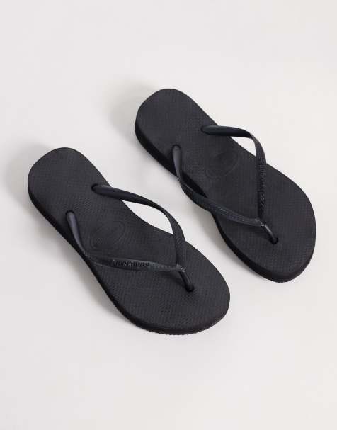 Havaianas slim platform flip flops in black - view 1