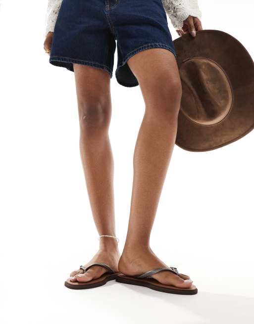 Havaianas slim point flip flops in dark brown