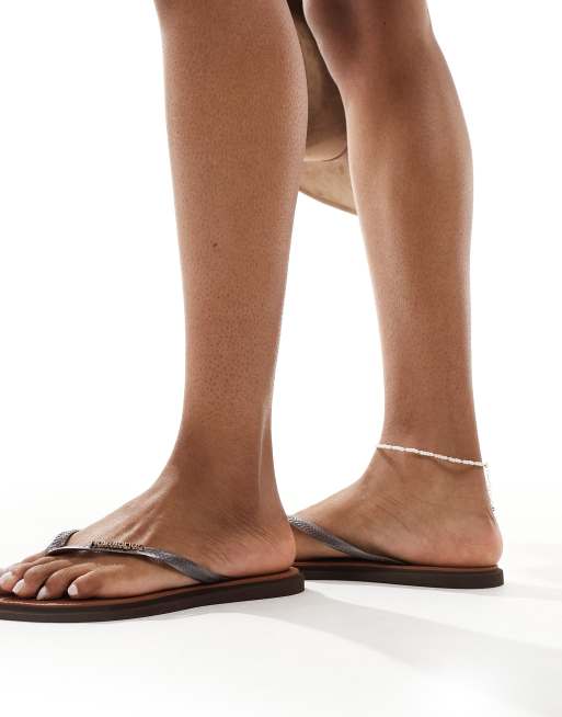 Havaianas slim point flip flops in dark brown