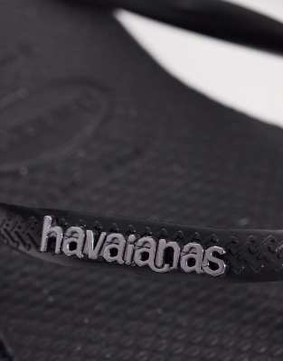 Havaianas Slim Crystal-embellished Rubber Flip-flops In Black