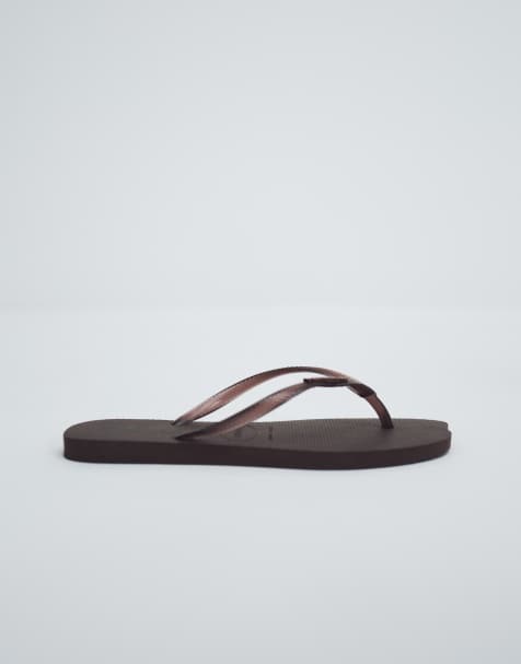 Havaianas slim split toe flip flops in brown - view 1