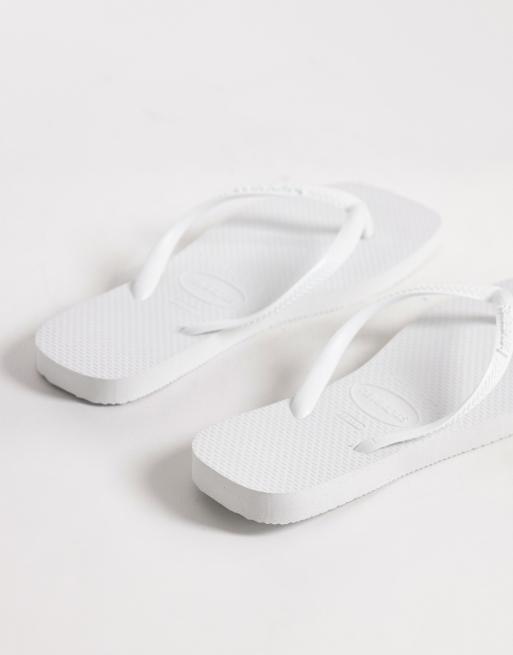 Havaianas slim square toe flip flops in white, 4 of 4