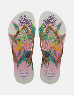 Havaianas Slim Iridescent Flip Flops In Multi In Multi