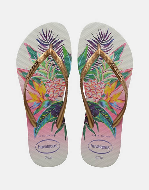Asos Women Shoes Flip Flops Slim Tropical flip flops in 