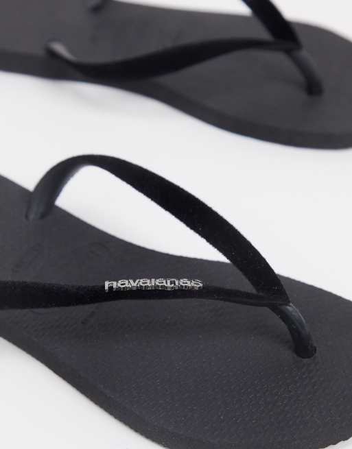 Havaianas slim velvet flip flops in black ASOS