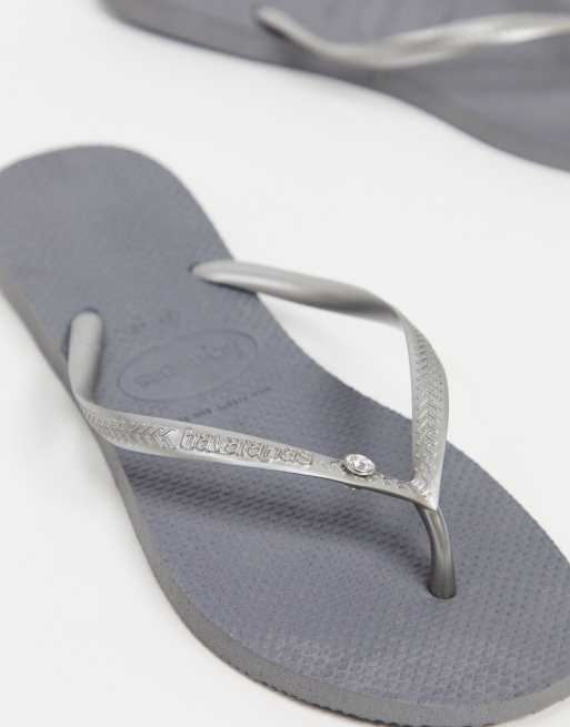 Havaianas - Smalle klipklappere i sølvfarve med glitter, 4 af 4