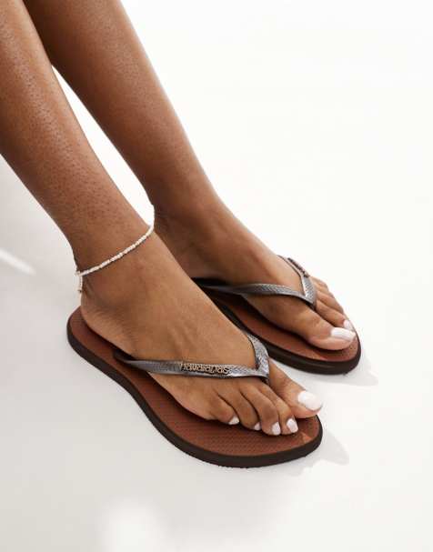 Havaianas - Smalle teenslippers in donkerbruin - view 1