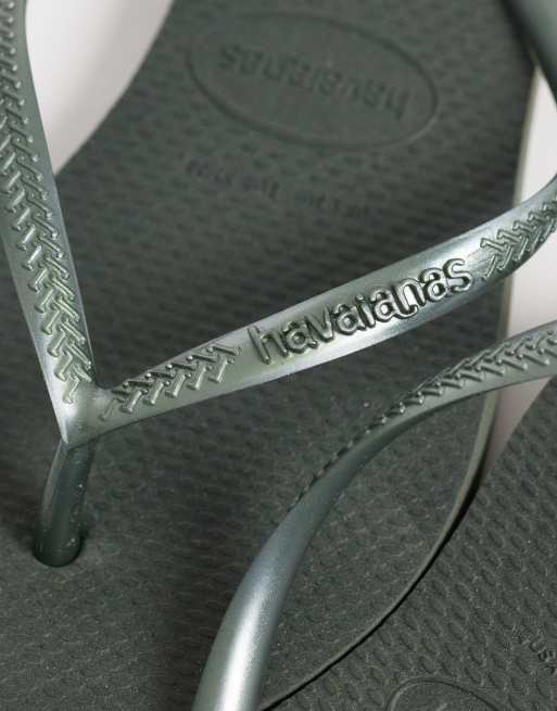 Havaianas - Smalle teenslippers in olijfgroen, 2 van 4