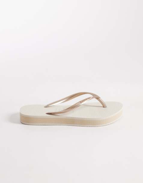 Havaianas - Smalle teenslippers met plateauzool in beige - view 1