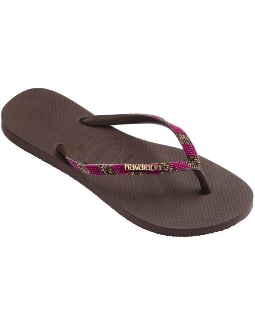 Havaianas - Smalle teenslippers met versiering in donkerbruin, 3 van 4