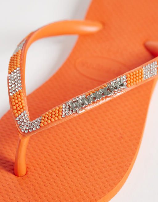 Havaianas - Smalle teenslippers met versiering in oranje, 2 van 4