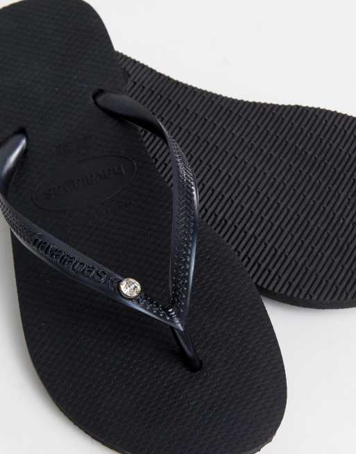 Havaianas - Sorte smalle klipklappere med krystal, 4 af 4