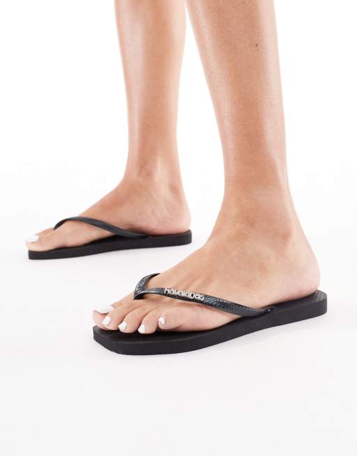 Havaianas square toe  flip flops in black
