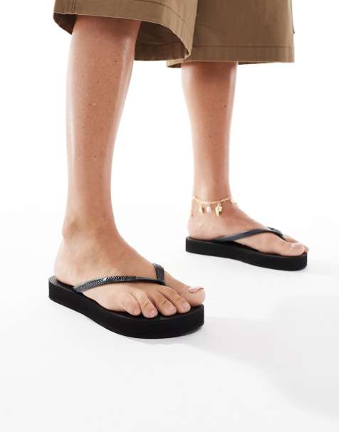 Havaianas – Svarta, smala flip flops med flatform-sula - view 1