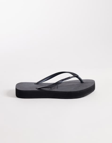 Havaianas – Svarta, smala flip flops med platåsula - view 1