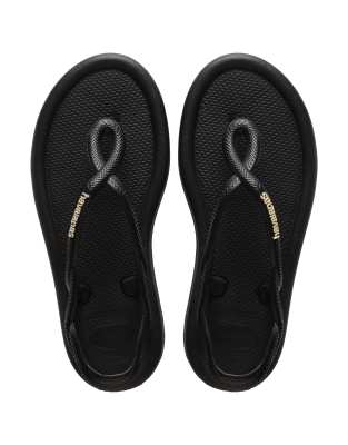 Havaianas Toe Post Flip Flops With Back Straps In Black