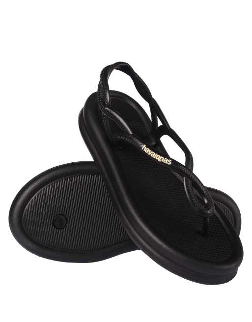 Havaianas toe post flip flops with back straps in black, 4 of 4