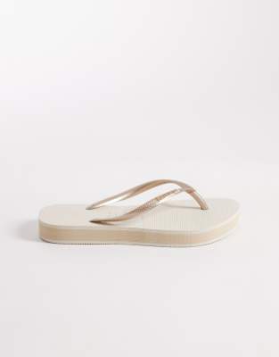 Tongs à fine semelle plateforme - Beige-Neutre 35-36