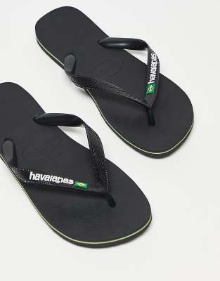 Havaianas Brasil Logo flip flops in black - ASOS Price Checker