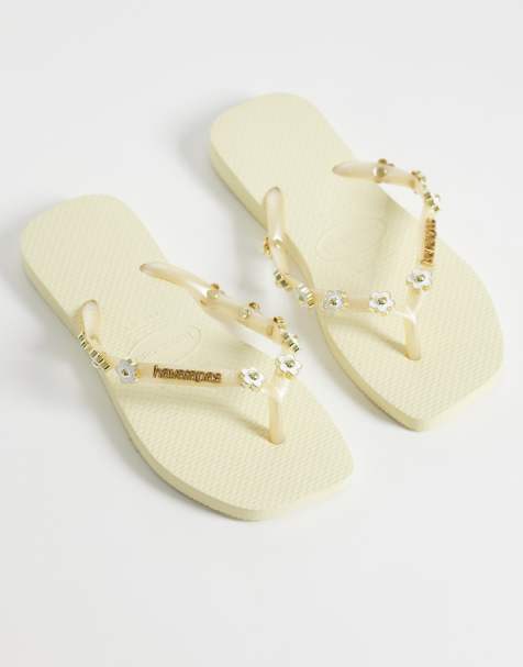 Havaianas - Tongs ornementées à bout carré - Crème - view 1