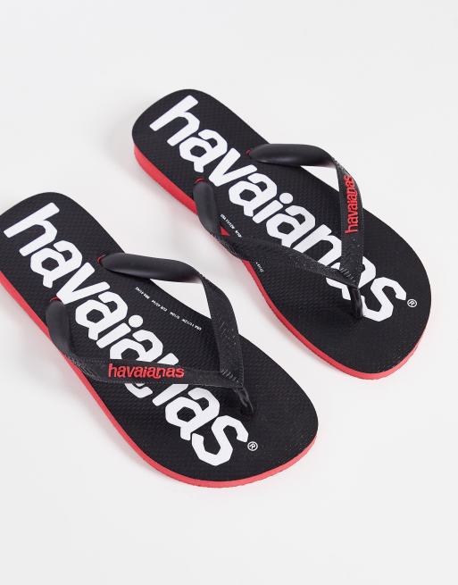 Havaianas brasil logo flip flops in blue and white