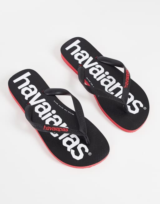 Havianas brasil logo flip flops in red and blue