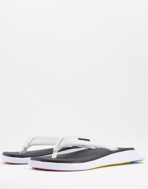 Havaianas Tradi Zori square toe flip flops in black mix, 4 of 4