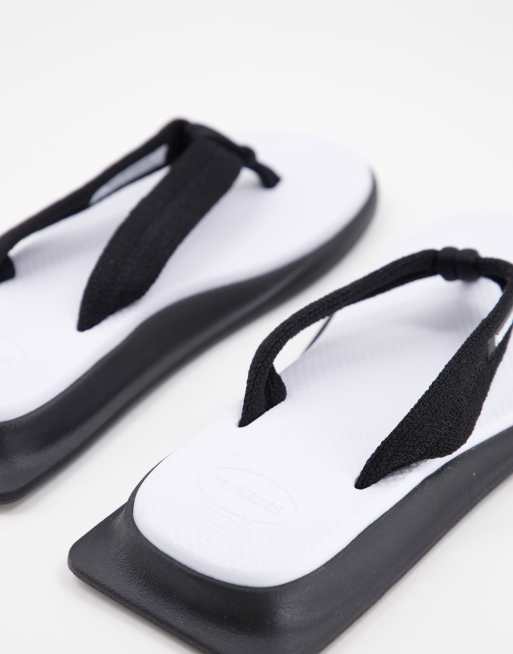 Havaianas Tradi Zori square toe flip flops in white mix ASOS