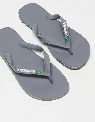 unisex Brasil Logo flip flops in gray