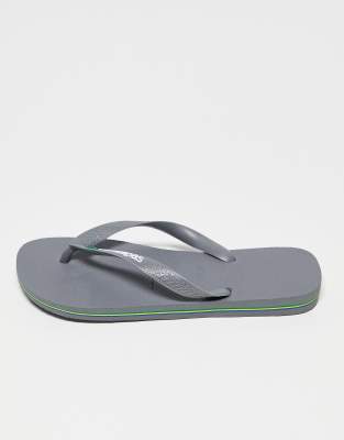 Havaianas Unisex Brasil Logo Flip Flops In Gray