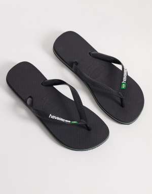 Havaianas unisex Brazil logo flip flops in black