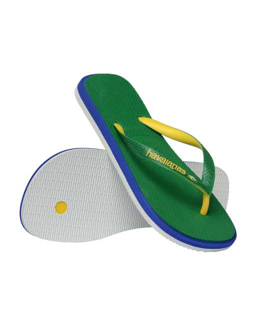 Havaianas Unisex Brazil logo twist flip flops in green, 2 of 4