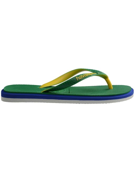 Havaianas Unisex Brazil logo twist flip flops in green, 4 of 4