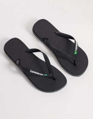 Havaianas - Unisex-Zehenstegsandalen in Schwarz mit brasilianischem Logo