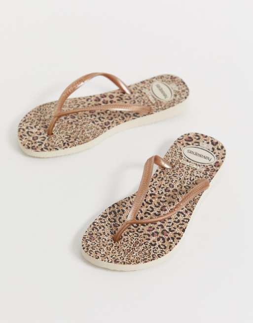 Havaianas – Wąskie japonki w wzór leoparda
