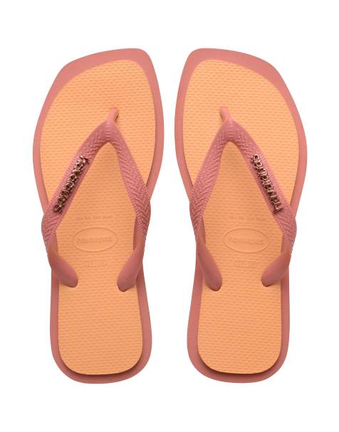 Havaianas – Zehenstegsandalen in Orange-Korallenrot mit eckiger Zehenpartie - view 1