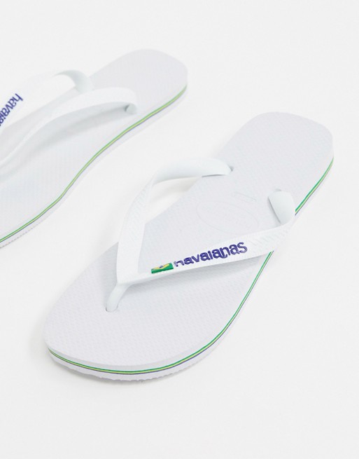 Havaianas brasil logo flip flops in white