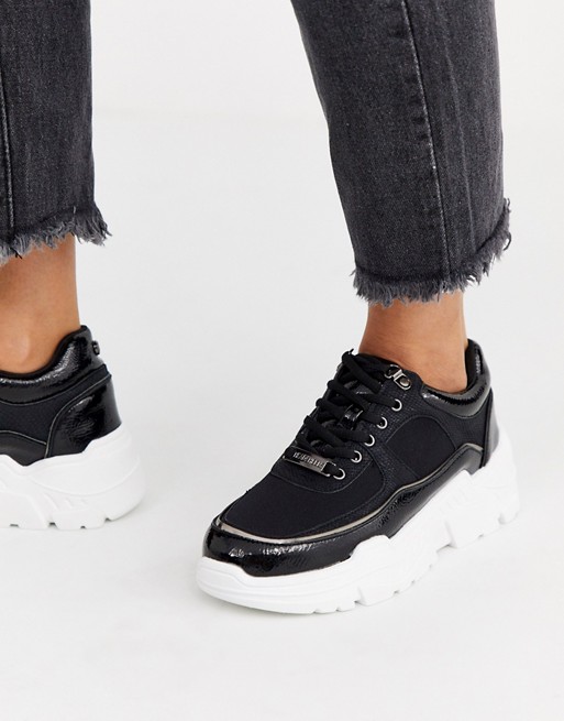 Head Over Heels Evina black chunky mixed material trainers