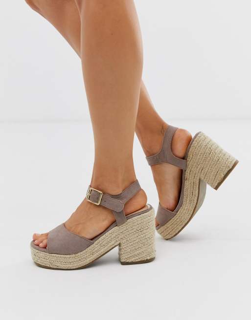 Head Over Heels - Kace - Espadrilles en jute à lanières croisées et semelle plateforme - Taupe