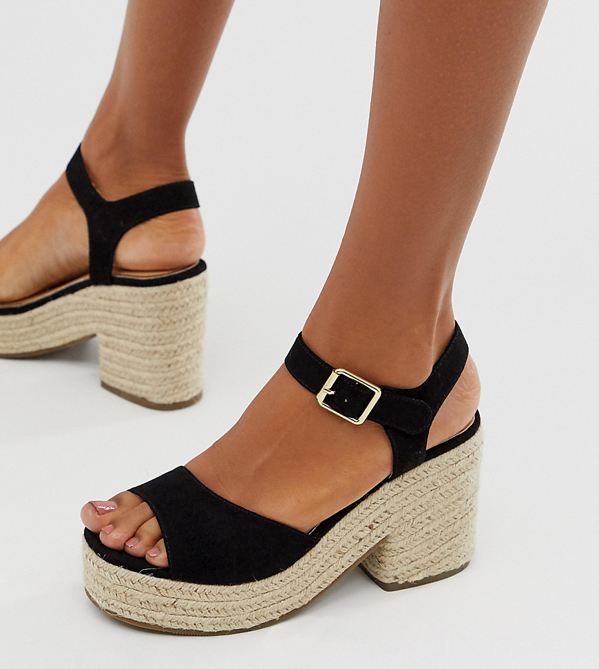 Head Over Heels – Kace – Svarta exklusiva sandaler i jute med kilklack och korslagda remmar