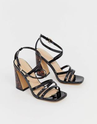 black patent strappy sandals