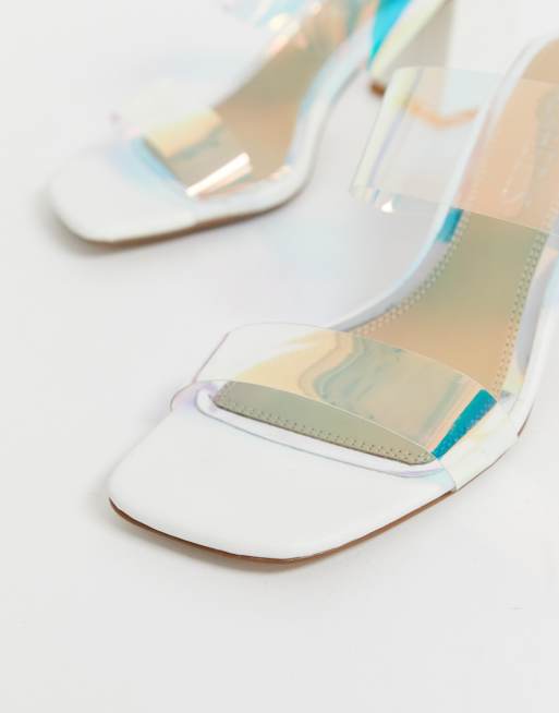 Alia strappy perspex high heels 2024 in iridescent