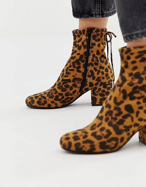 Head Over Heels Oakley block heeled ankle boots in leopard