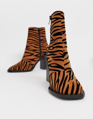 tiger print ankle boots